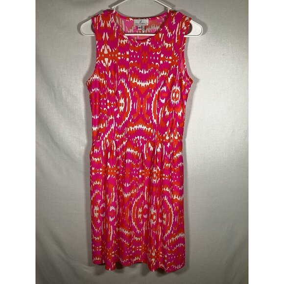 JUDE CONNALLY Bright Geometric Abstract Tank Dress Pockets Small Summer Vacation - Picture 1 of 7